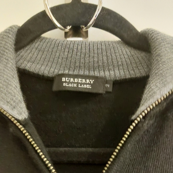 Burberry Black Label Black Argyle Zip-up Sweater - Picture 4 of 5